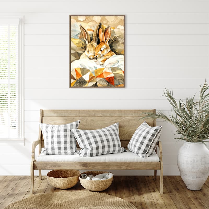 Sleepy Bunny Nap by Justyna Jaszke Framed Canvas Wall Art