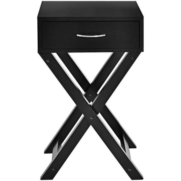 X-Shape 1 Drawer Nightstand End Table Storage - 16 L X 11 W X 26 H (inches)