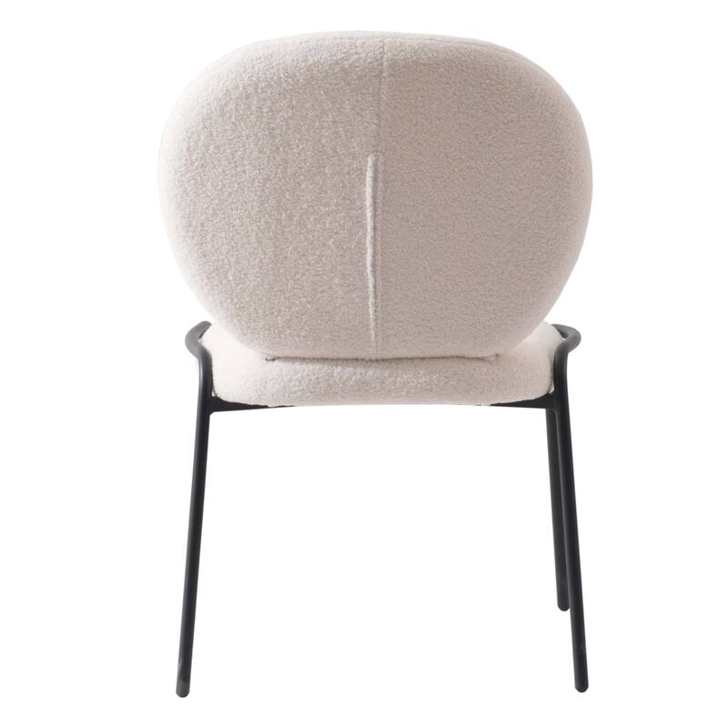 Celestial Boucle Dining Side Chair in Black Iron Frame