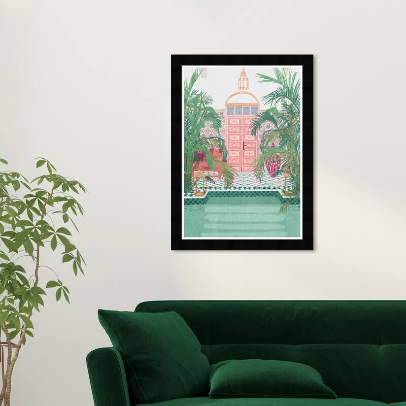 Wynwood Studio Jade Baths Framed Trendy Maximalist Decor 1 Piece Canvas Wall Art
