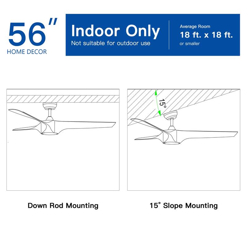56 in. Matte White Indoor Ceiling Fan with Integrated LED Light Kit and Remote Control - 56 INCHES