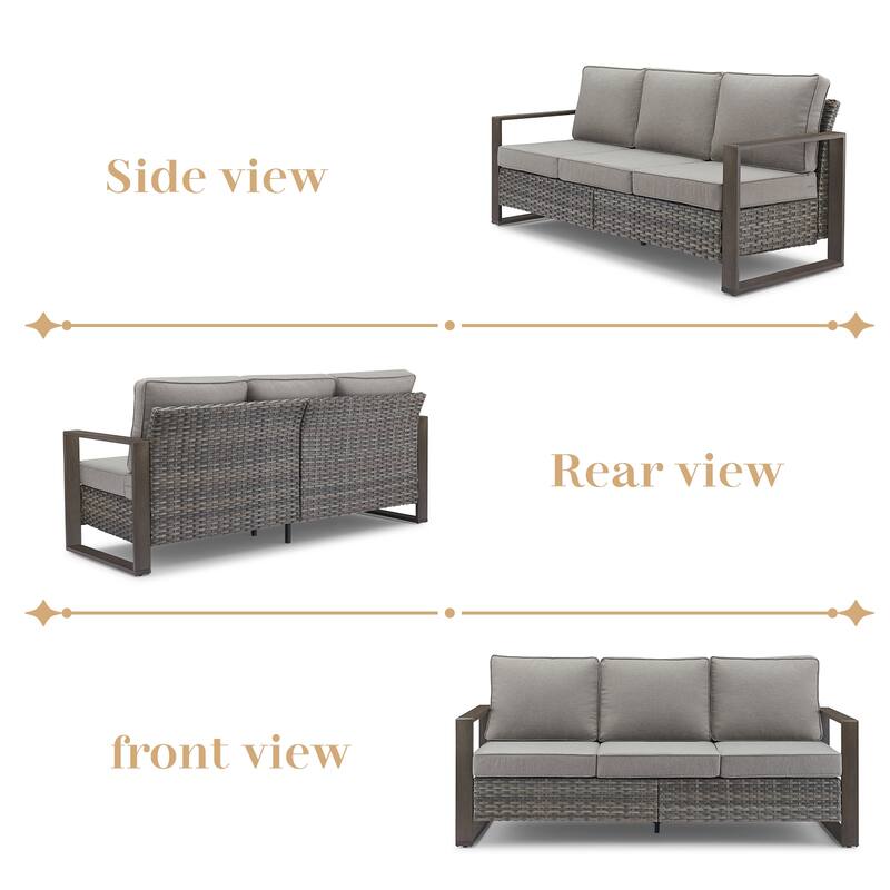 Gymojoy Outdoor Rattan Sofa with Ottoman