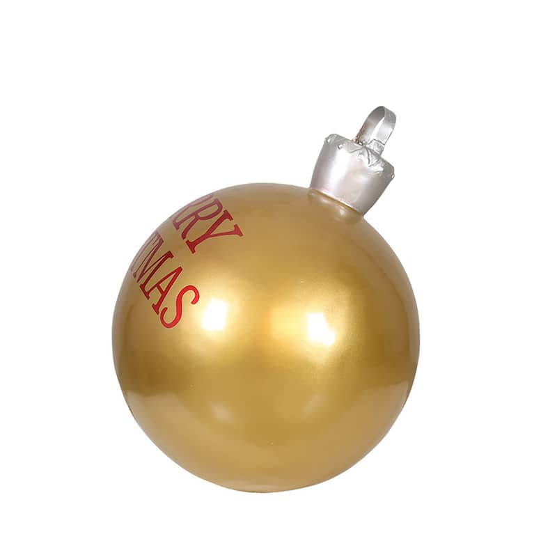 Commercial Fiberglass Merry Christmas Ball Ornament Outdoor Decoration - 26" - Gold and Silver