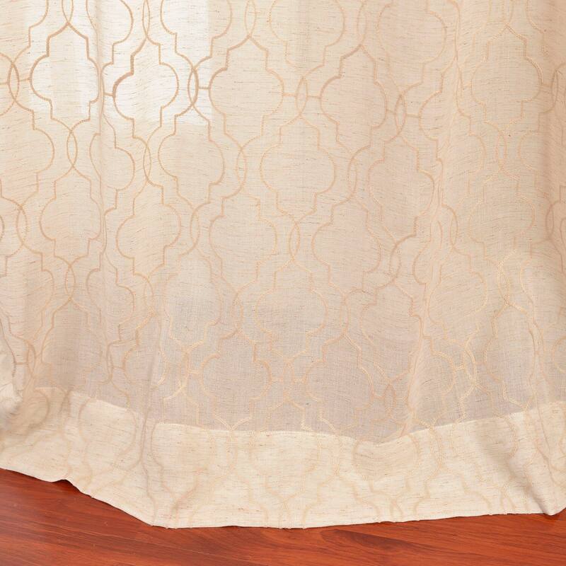 Exclusive Fabrics Saida Embroidered Faux Linen Sheer Curtain (1 Panel)