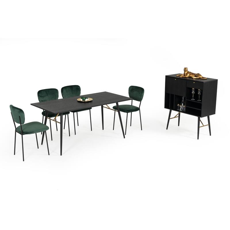 Modrest Billy Modern Black Oak & Gold Tall Buffet