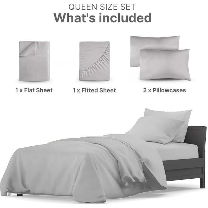 CGK Linens 4 Piece Cotton 1000 Thread Count Soft Bed Sheet Set