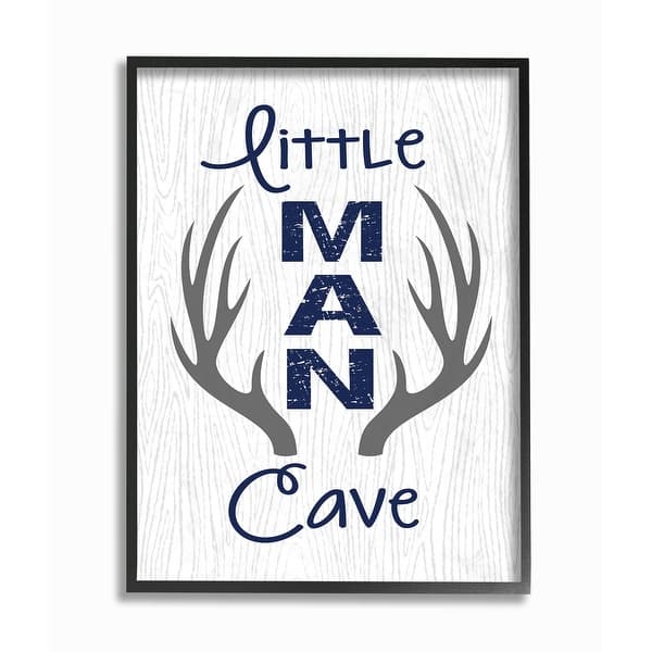 slide 2 of 8, Stupell Little Man Cave Antlers Wood Grain Framed Wall Art 16 x 20