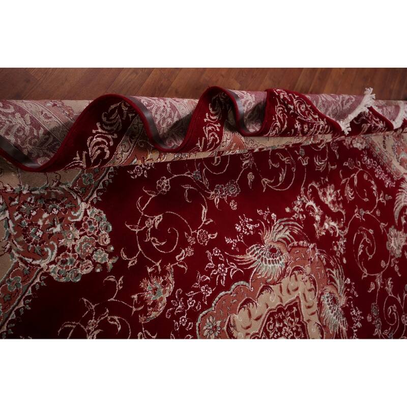 Victorian Style Red Kashan Turkish Rug Machine Made Bedroom Carpet - 9'8" x 13'1"