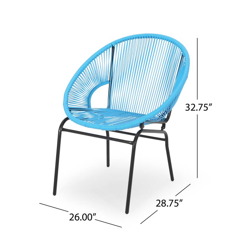 Roomfitters Nusa Outdoor Woven Rope Patio Chairs with Iron Frame, Modern Basket Chair, Blue Set of 2 - Set of 2