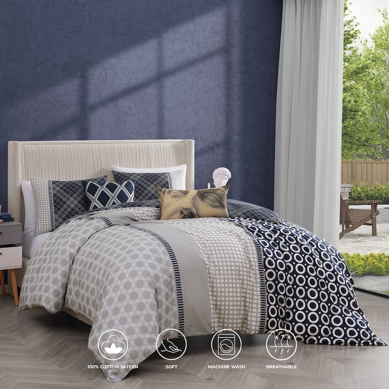 Bebejan Vertigeo 100% Cotton Sateen 5 Piece Reversible Comforter Set