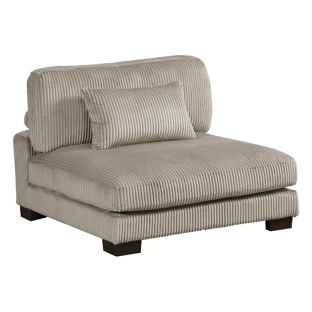 Rix Modular Armless Chair, Lumbar Pillow, Taupe Gray Corduroy, 45 Inch