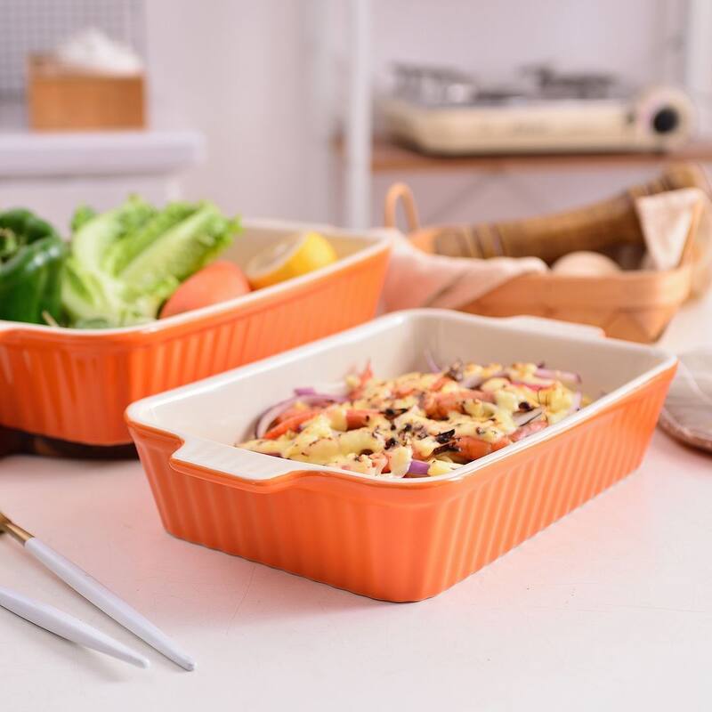 MALACASA Series Bake.Bake, Rectangle Porcelain Bakeware Set