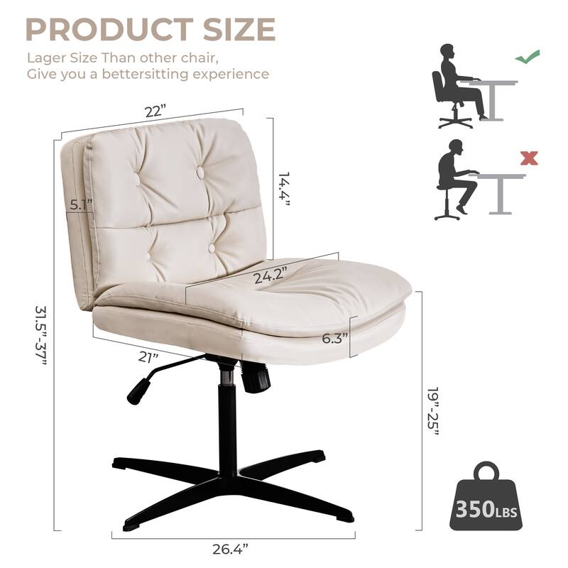 Stylish Upholstered Makeup Chair Lounge Chair with Cross Metal Base, Adjustable Height Decorative Chair Office Chair