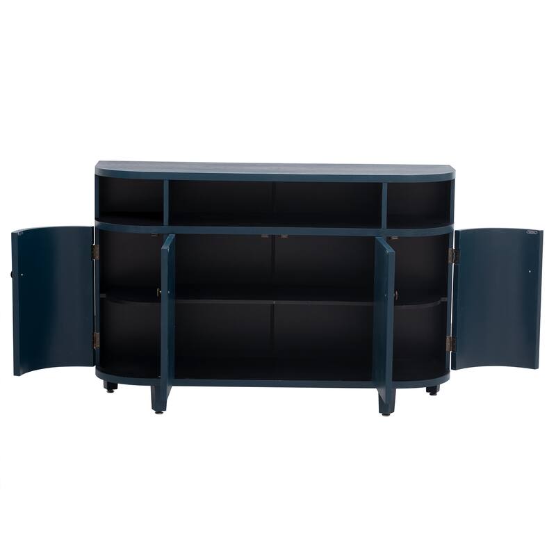 Storage Cabinet With 4-Doors And Adjustable Shelves,Solid Wood