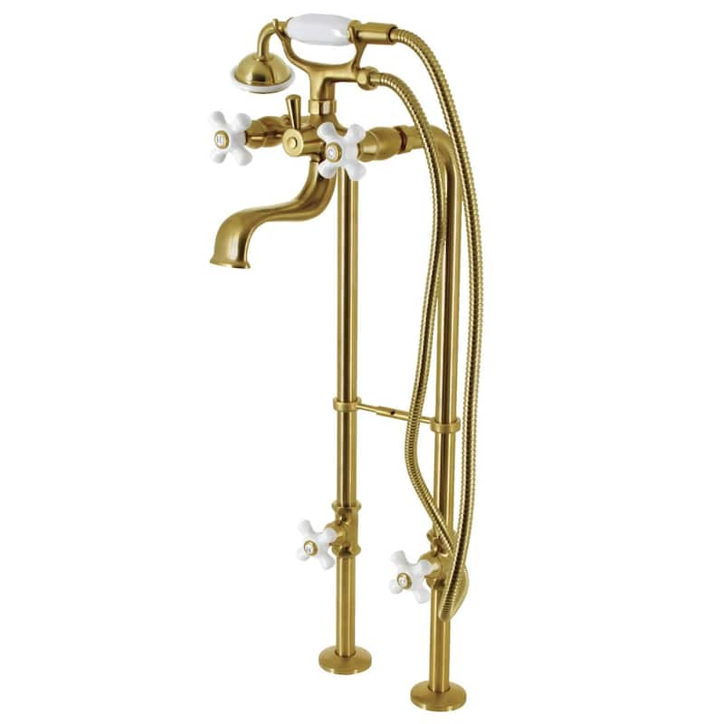 Kingston Brass CCK226PXK Kingston Floor Mounted 11-3/16" Tub Filler - Brushed Brass