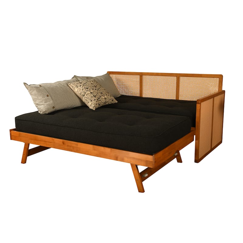 Somette Abaco Daybed with Pop-Up in Honey Includes Mattresses - Canton Black