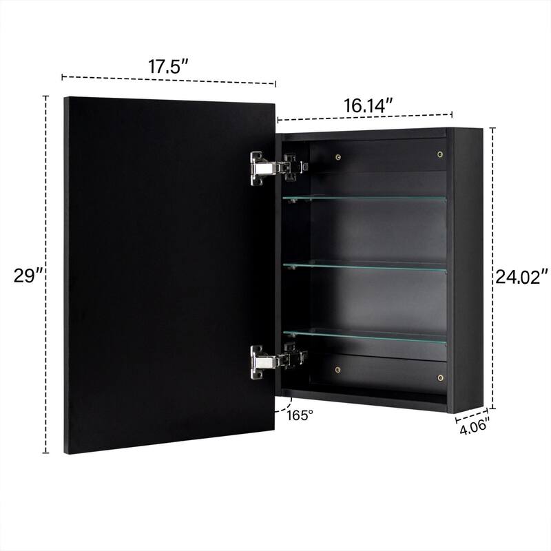 TEHOME Velin Recessed and Surface Mount Bathroom Medicine Cabinet with Mirror Square Cornered Metal Framed Rounded Rectangle
