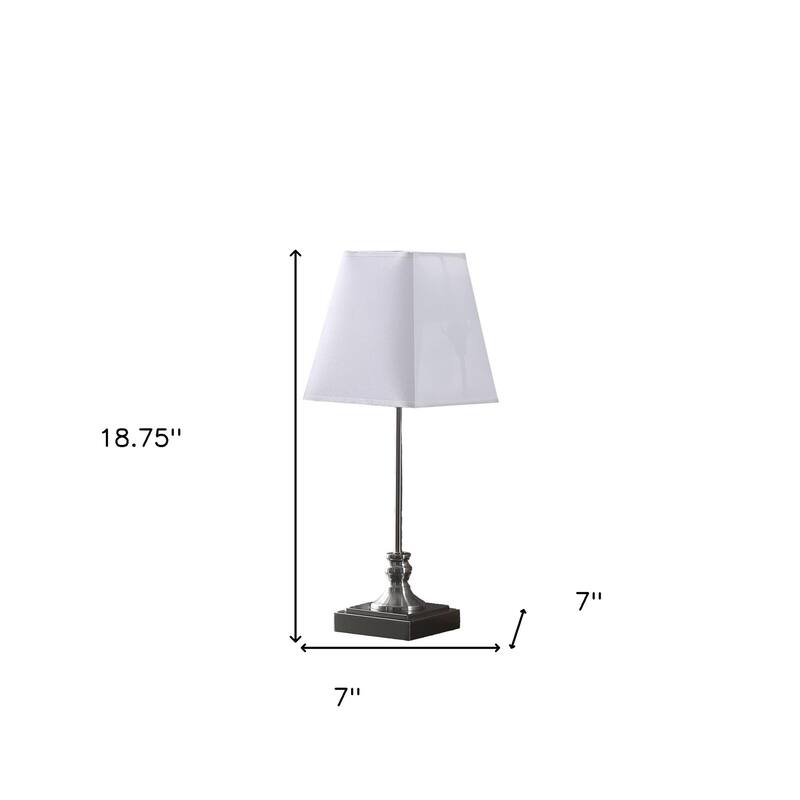 HomeRoots 19" Silver Bedside Table Lamp With White Empire Shade - Small