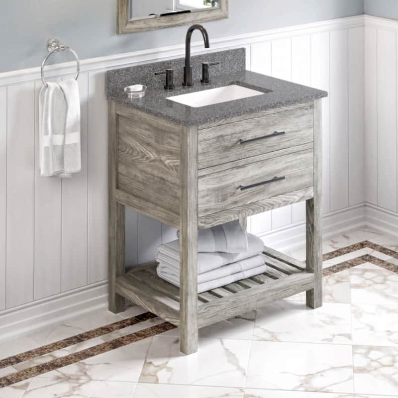 Jeffrey Alexander VKITWAV30R-MARBLE Wavecrest II 30" Free Standing - Weathered Grey / Boulder