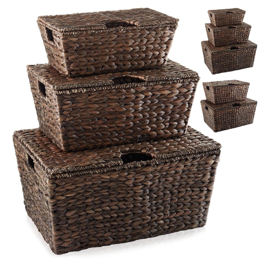 Water Hyacinth Storage Baskets with Tapered Bottoms