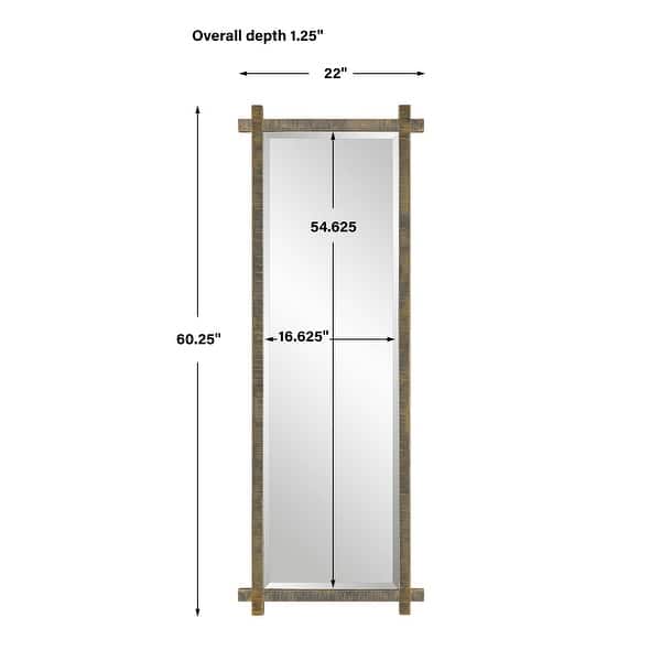 Uttermost Abanu Ribbed Gold Dressing Mirror - 22 W X 60.25 H X 1.25 D (in)