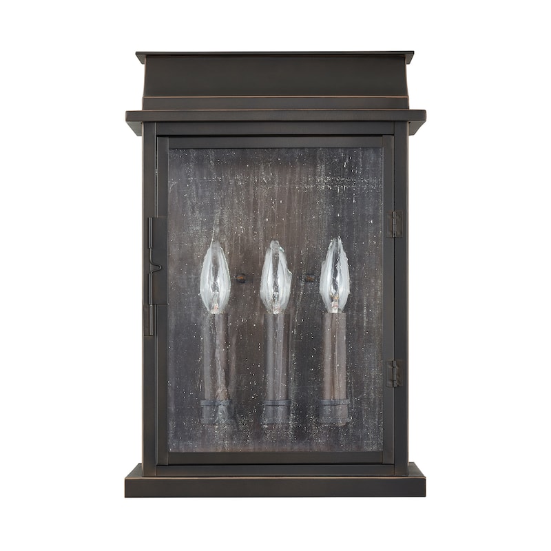 Bolton Oiled Bronze Outdoor Wall Lantern w/ Antiqued Glass