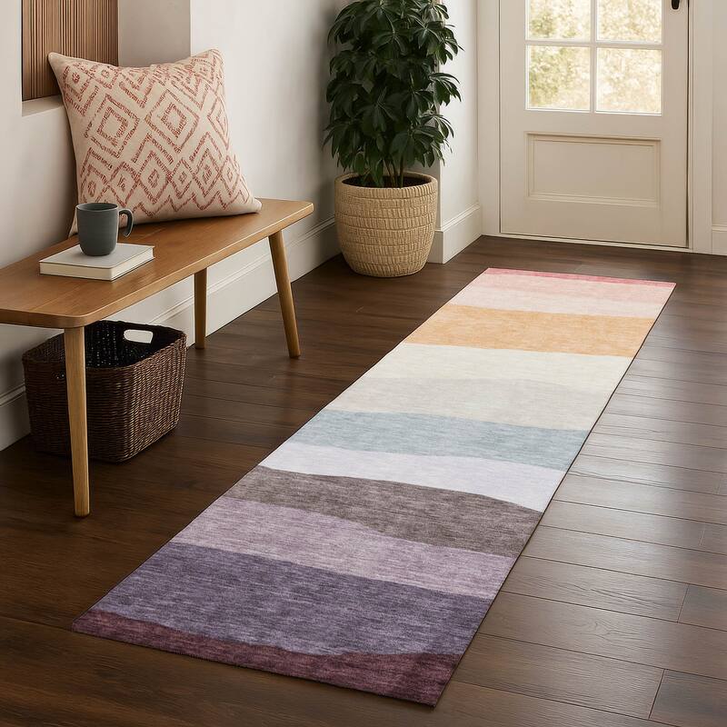 Premium Washable Super Soft Ombre Stripe Mayfield Rug - Orange - 2'3" x 7'6"