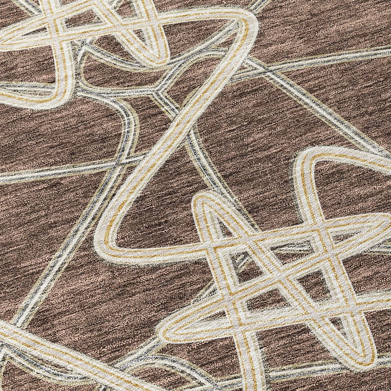 Machine Washable Indoor/ Outdoor Contemporary Links Chantille Rug