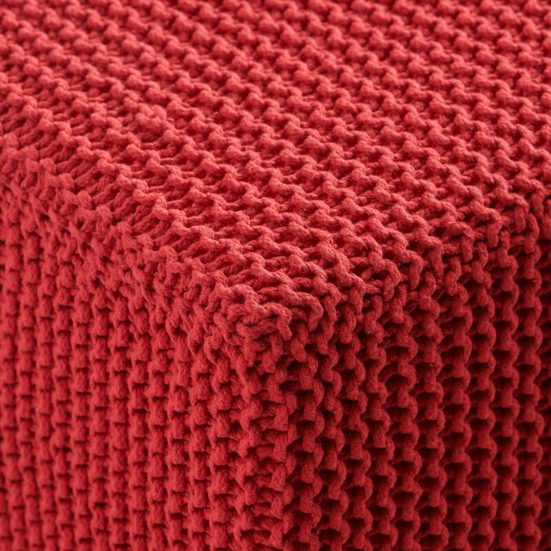 Modern 16.5" Cotton Foot Stool with Soft Appearance and Easy-To-Clean Outer Knitting for Living Room