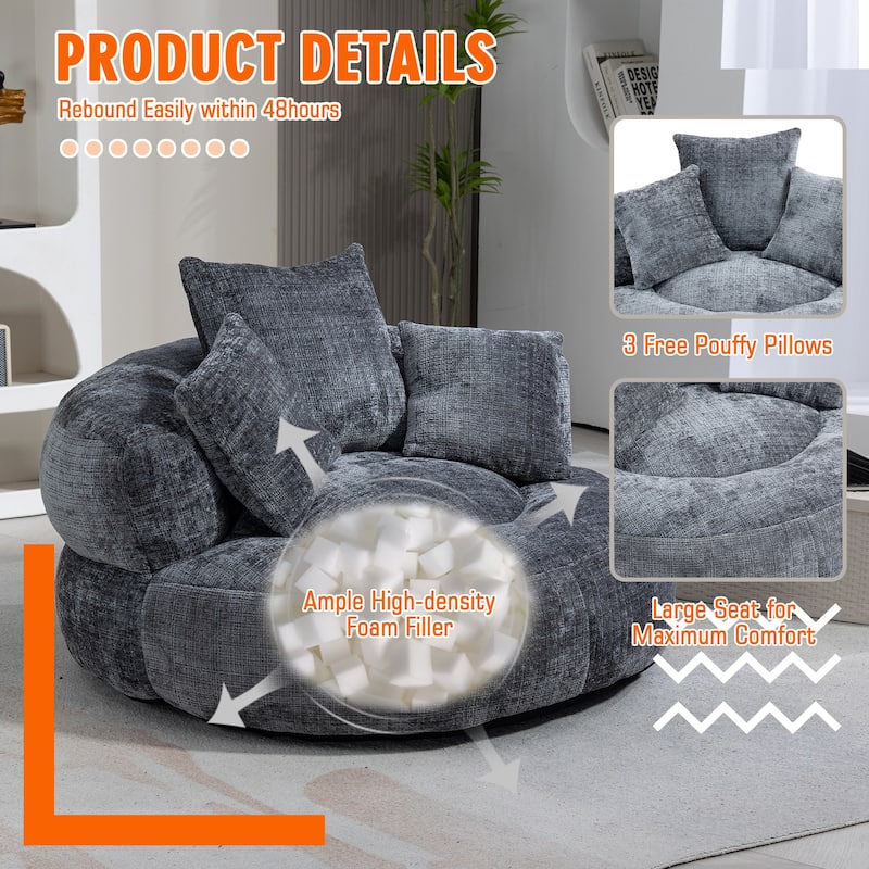 HOMEFUN Chenille Upholstered Durable Comfort Lounger High Back Bean Bag Chair