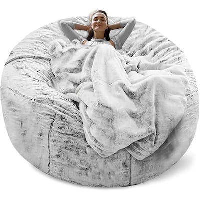 6ft Grey Bag Chair Cover (Cover only)Cushion Velvet Sofa Bed Cover