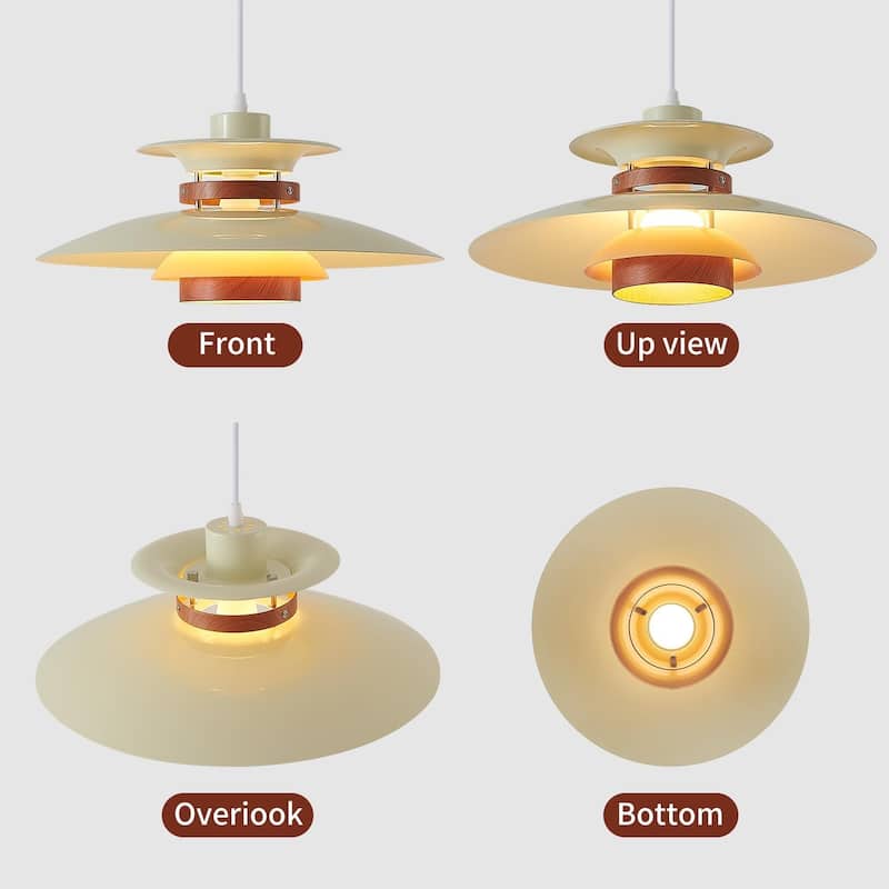 Adjustable dining room light beige+dark wood pendant lamp wood, metal hanging light