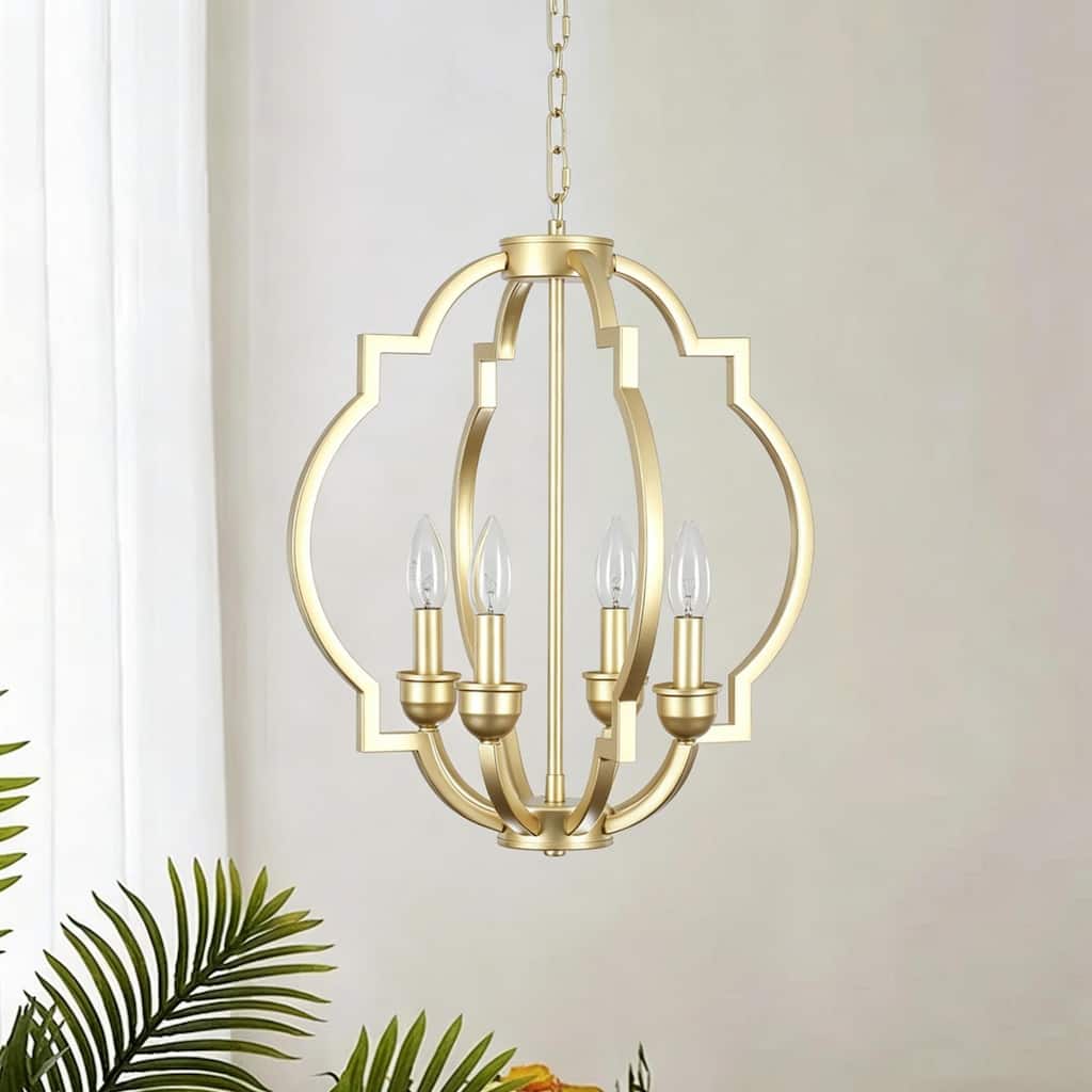 Zjvaive Modern 4-Light Open Cage Candle Style Chandelier Fixture for Dining Room
