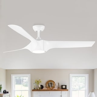 YUHAO 56 inch 6 Speed Quiet DC Motor Indoor Matte White Ceiling Fans with Lights and Remote Control