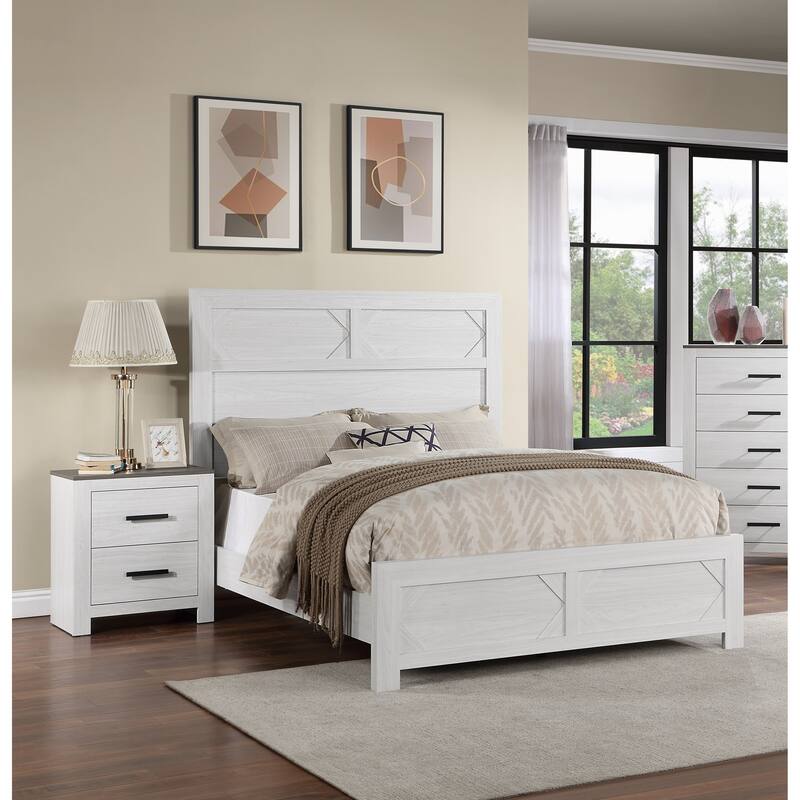 Nightstand Paper veneer Bedroom Furniture 2-Drawers Bedside Table