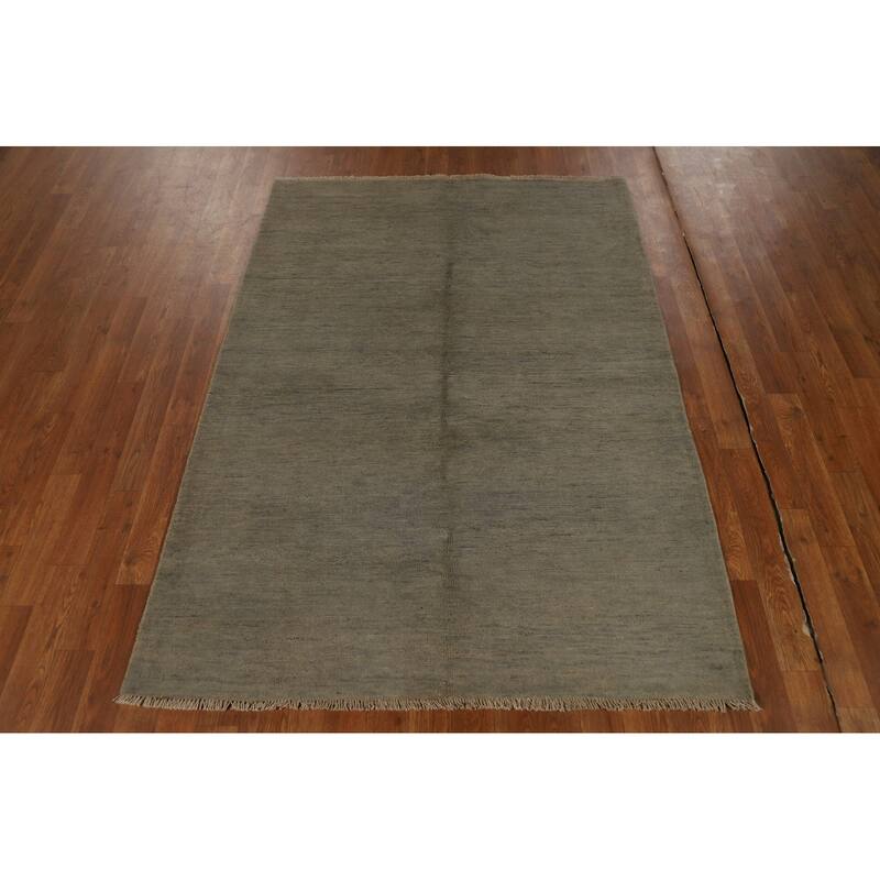 Hand Knotted Oriental 100% Wool Carpet Modern Modern Beige & Ivories Gabbeh Area Rug - 5' 10'' X 4' 3''