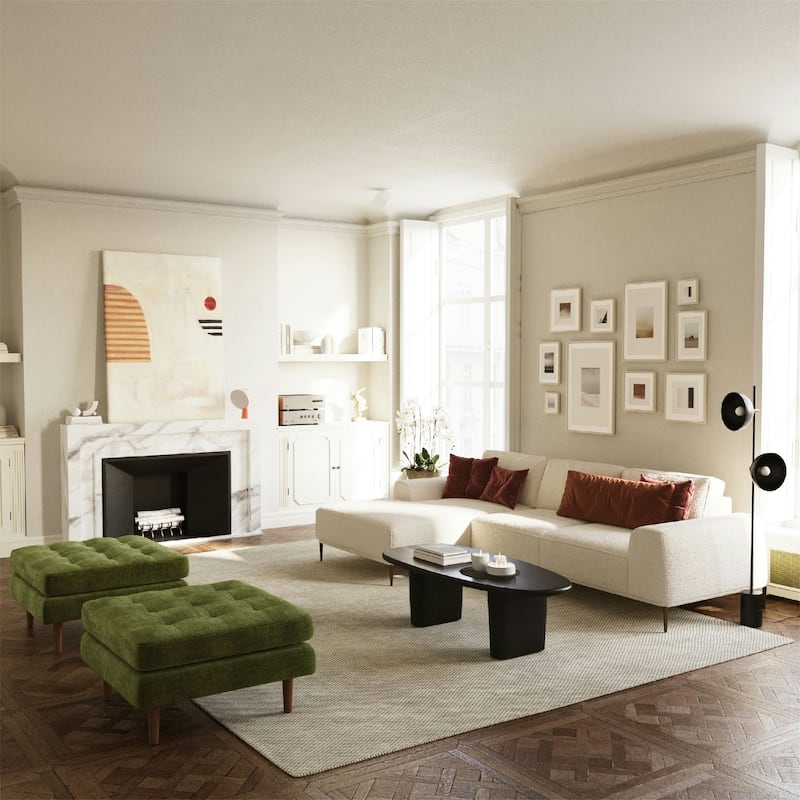 Poly & Bark Napa Velvet Fabric Ottoman