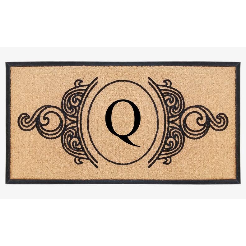 A1HC Natural Coir & Rubber Hand Flocked Large Monogrammed Doormat 30X60 Inch - Q