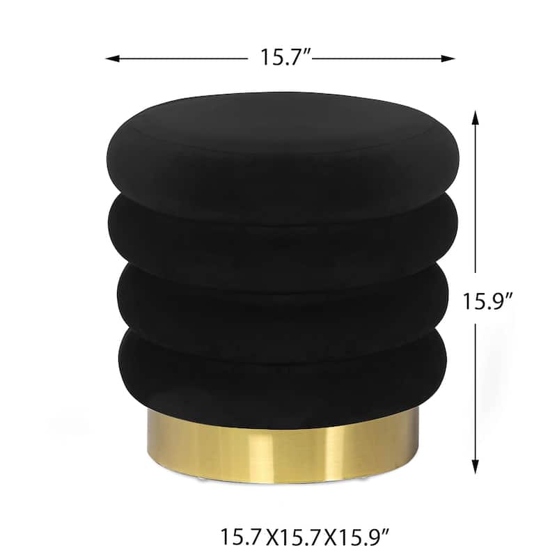 Adeco Round Velvet Ottoman Upholstered Foot Stool