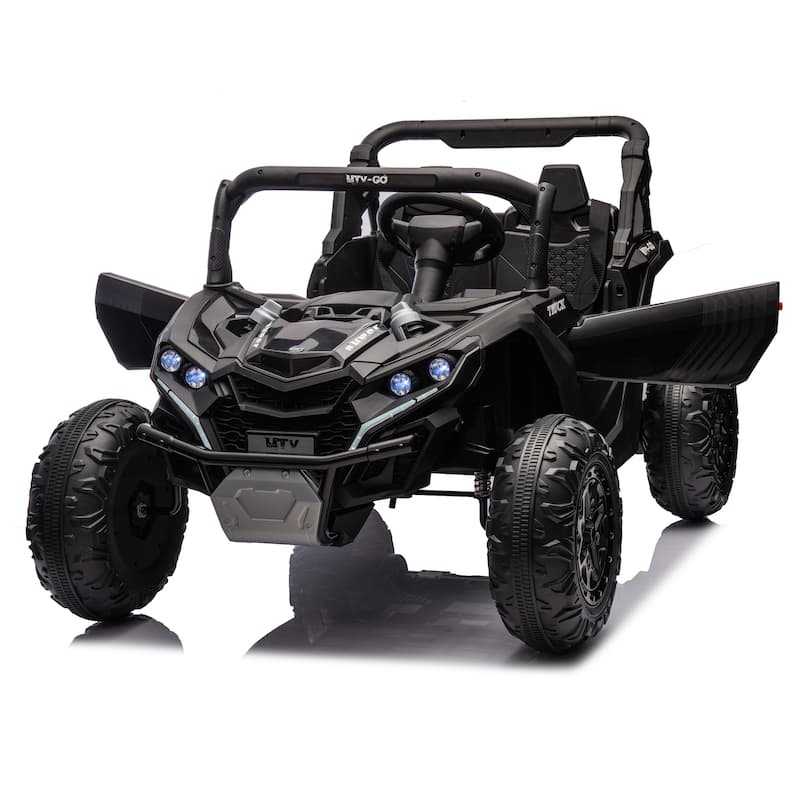 Electric Vehicle for Kids with Parent Remote Control, Black Ride on Car with Seat Belt, Off-Road Vehicle with Battery Indicator