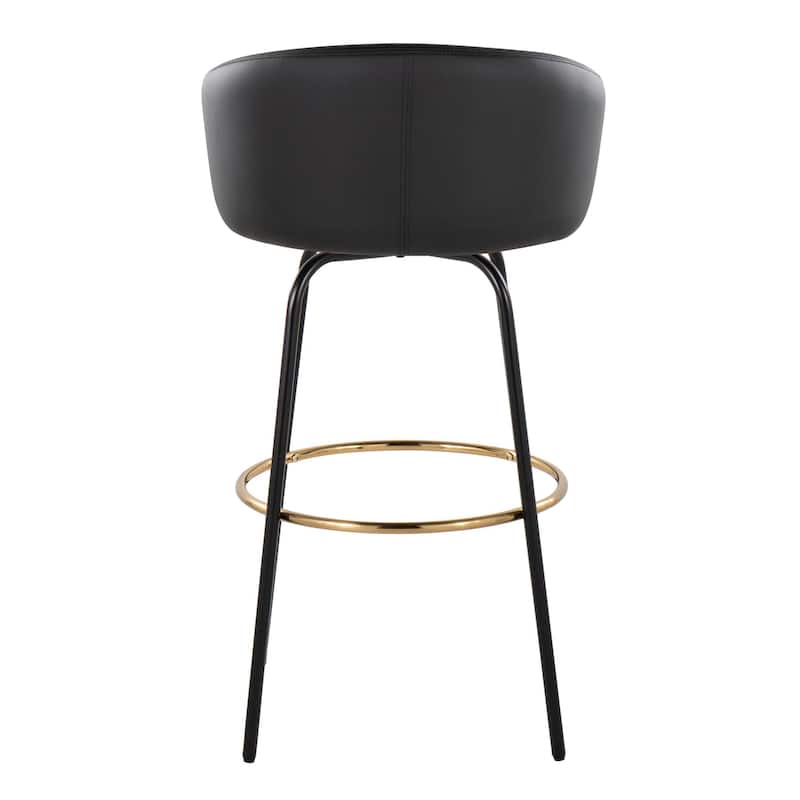 Silver Orchid Battista 30" Fixed-Height Bar Stool with Black Metal Legs & Round Footrest (Set of 2)