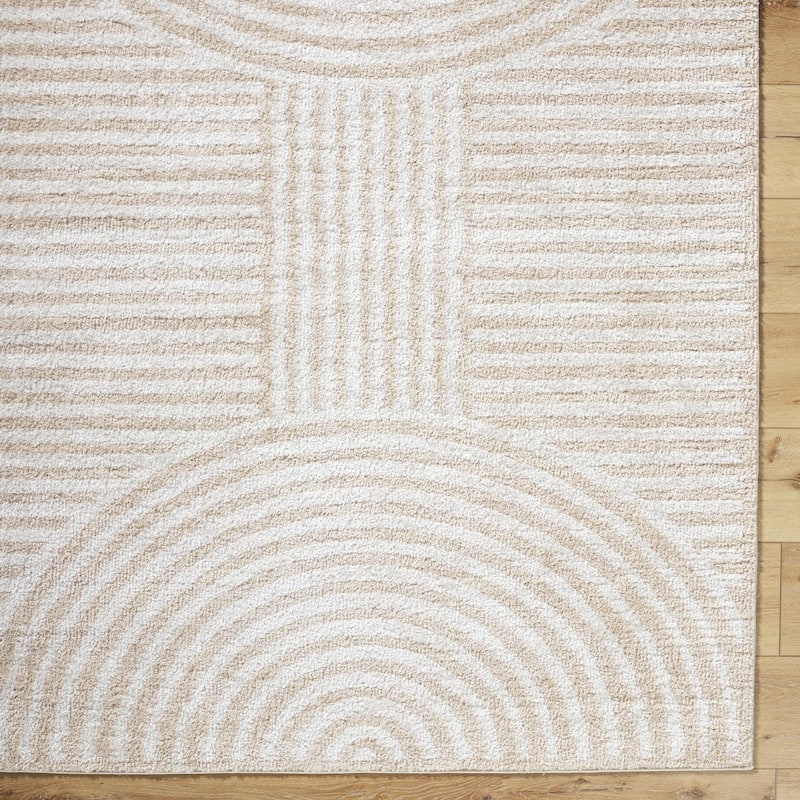 Livabliss Scandinavian Fossay Shag Stripe Washable Area Rug