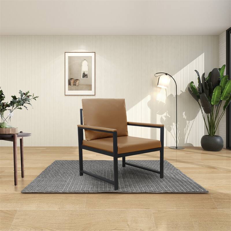 PVC Leather Accent Arm Chair - Grey