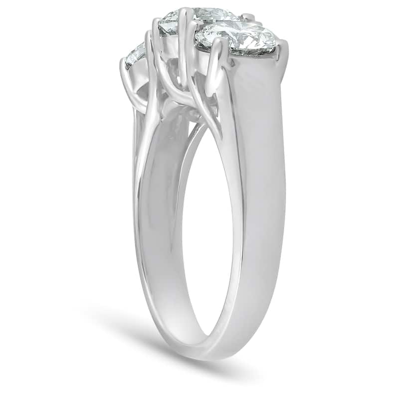 2 1/2ct Three Stone Large Diamond Engagement Ring White Gold