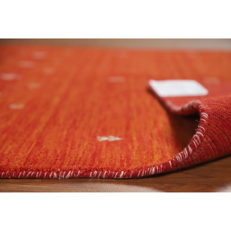 Orange Gabbeh Indian Rug Handmade Modern Wool Carpet - 4'7" x 6'5"