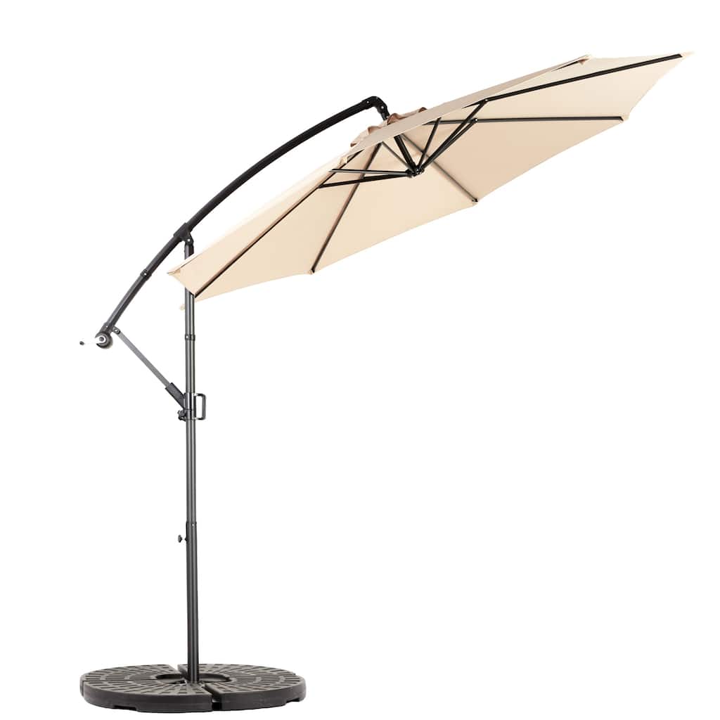9.64 ft. Steel Market Outdoor Patio Umbrella with 8 Ribs, Offset Hanging Umbrella with Easy Tilt Adjustment