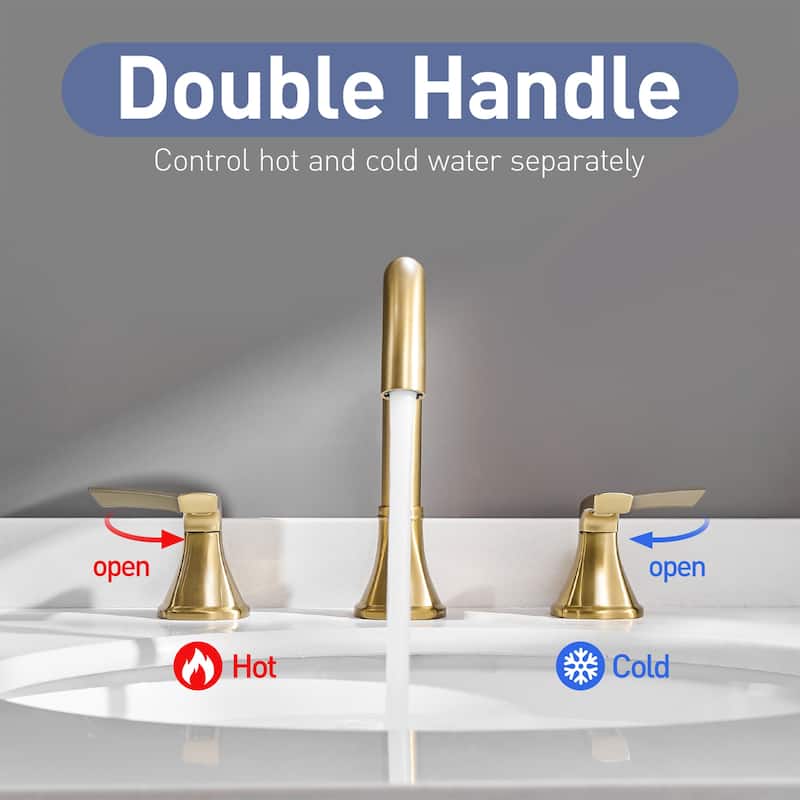 8 Inch Widespread Bathroom Faucet for Sink Deck Mounted Lavatory Vanity Faucet 2 Handle Bathroom Sink Faucet with Pop-up Drain