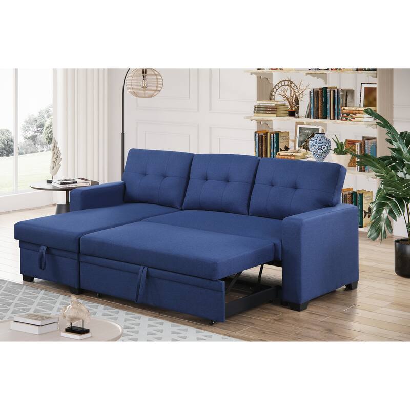 Convertible Upholstered Sectional Sofa With Pull-Out Chaise