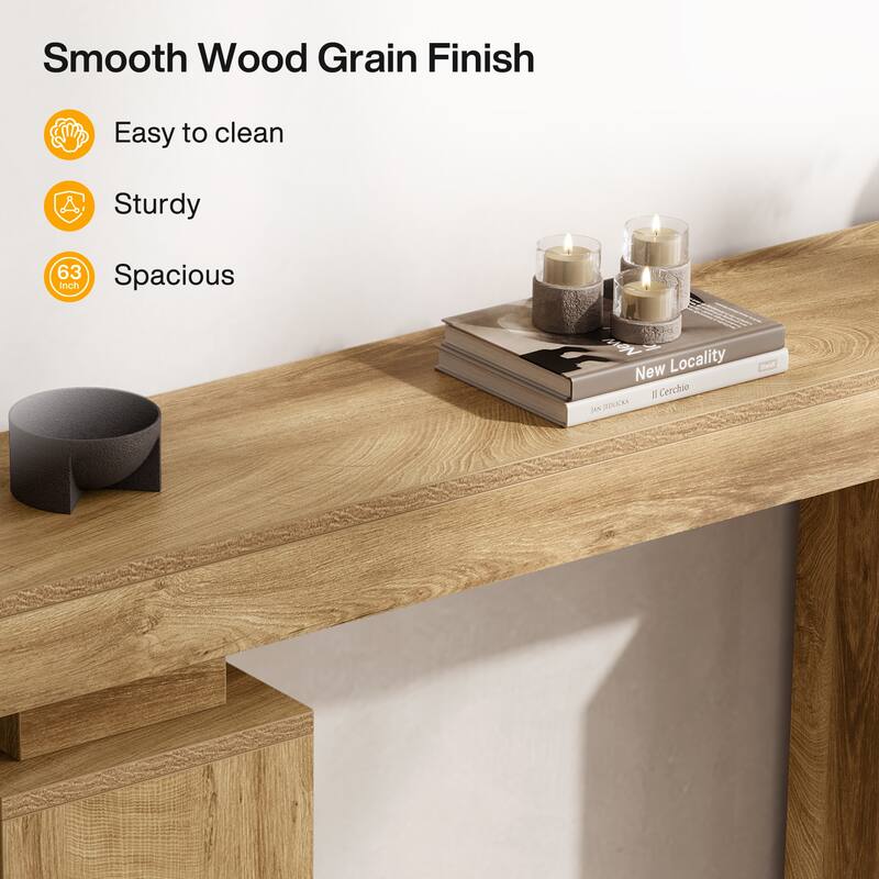 63-Inch Long Console Table, Farmhouse Entryway Table Behind Couch