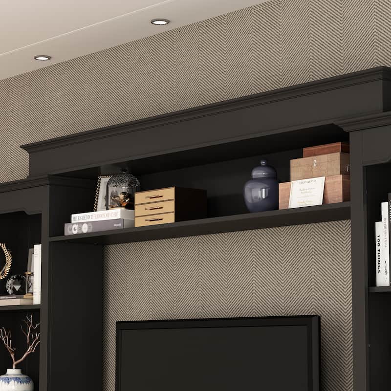 Media Wall Unit w/Spacious Storage White TV Stand Wall Storage Combo